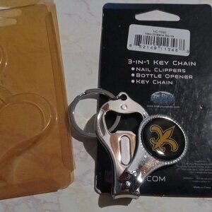 NEW New Orleans Saints NFL 3 in 1 Metal KeyChain Bottle Opener Nail Clipper